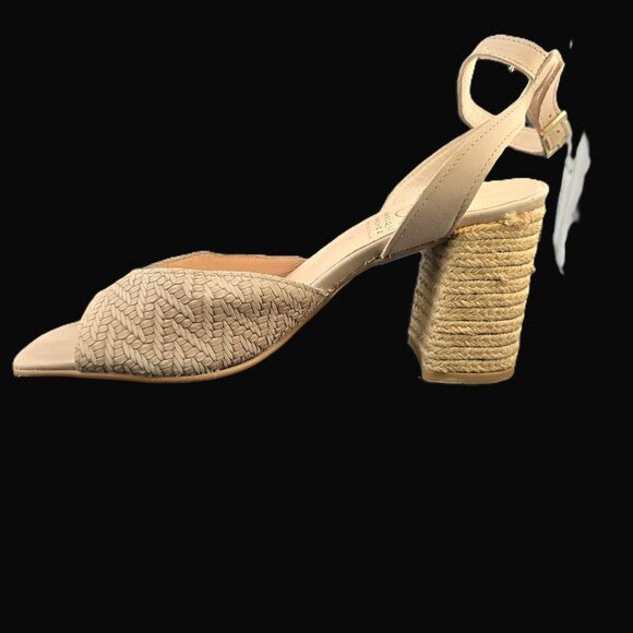 Marroqui Sanchez Beige Woven Open-Toe Heel Sandals Ankle Strap Made in Spain - Picture 10 of 11